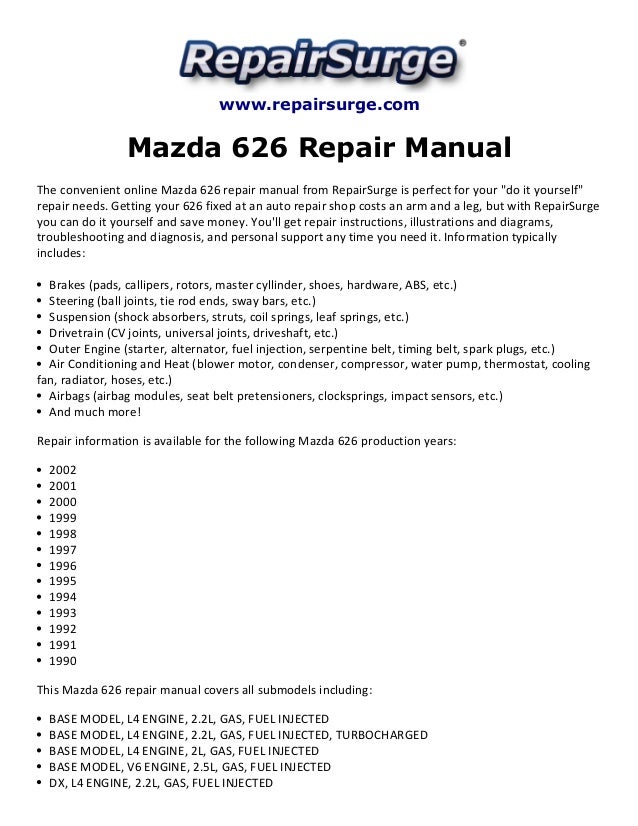 mazda 626 service manual pdf